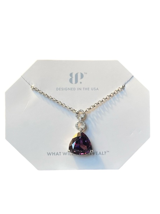 Bomb Party Jewelry - Amethyst Cubic Zirconia Purple Pendant Necklace with Chain BP / NEW IN BOX